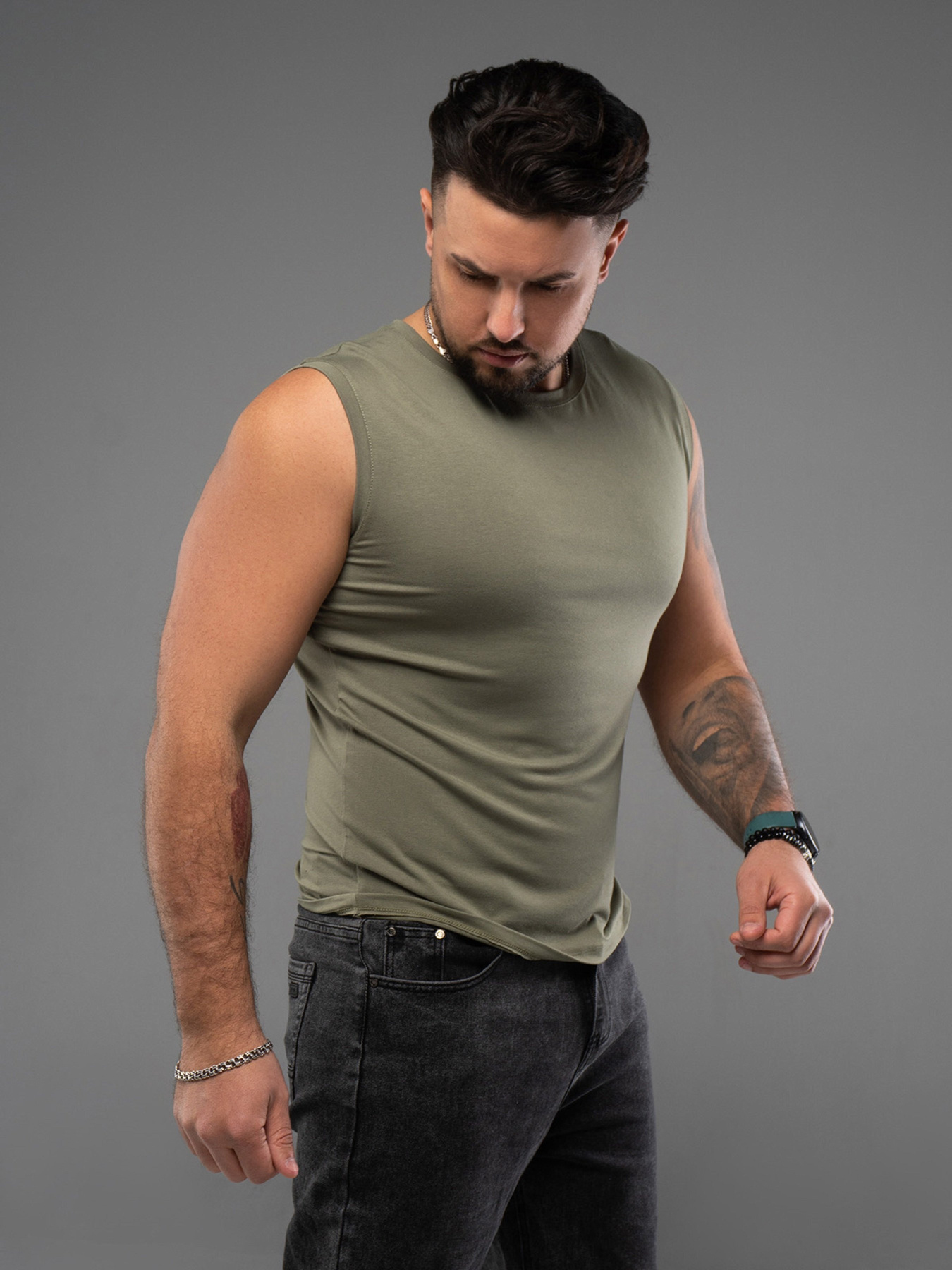 Майка ISSA Plus модель GN-537_хаки Фото