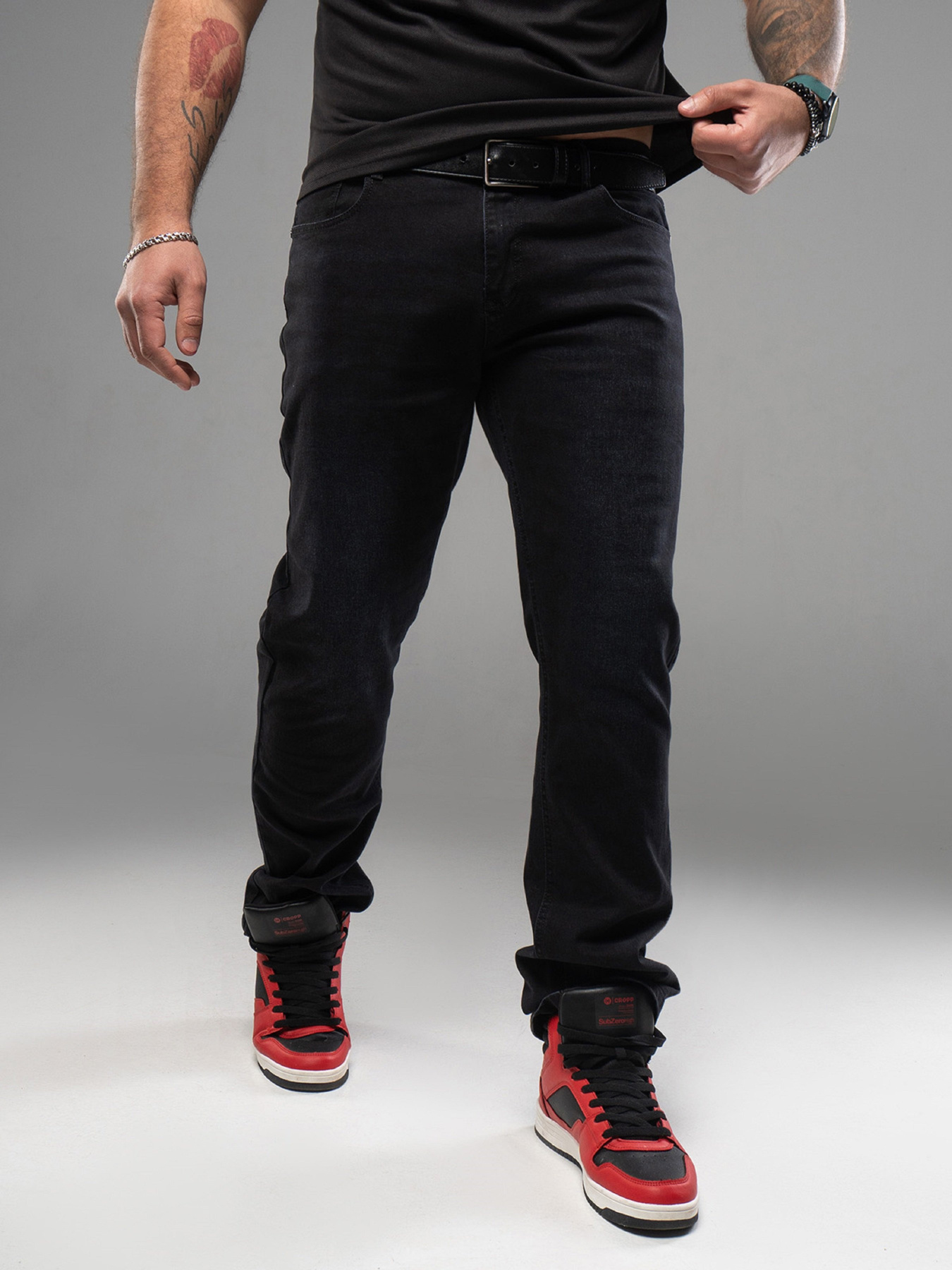 Прямі джинси ISSA Plus модель GN4-171_черный Прямі джинси ISSA Plus модель GN4-171_черный Фото