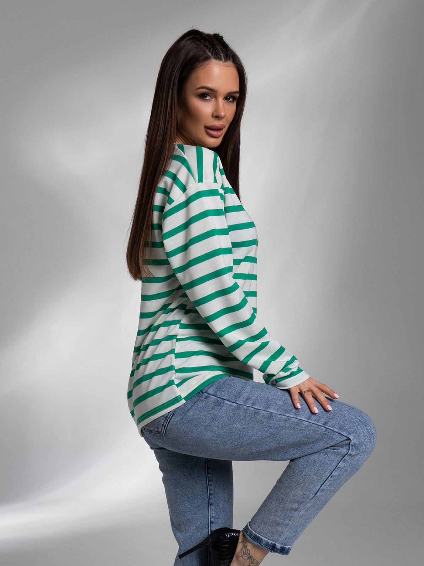 Лонгслів ISSA Plus модель 14584_белый_зеленый Фото