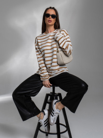 Лонгслів ISSA Plus модель 14584_белый_коричневый Фото