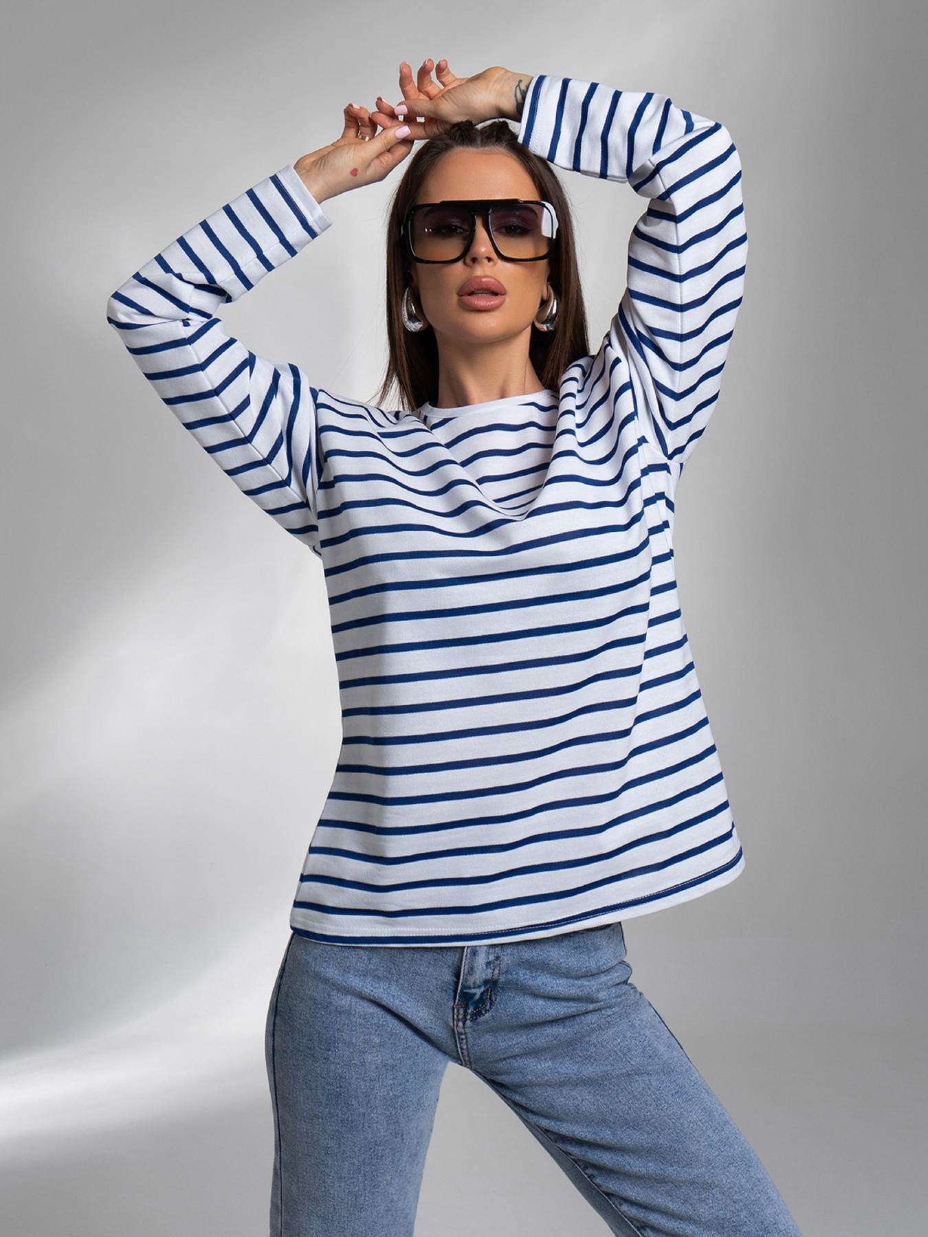 Лонгслів ISSA Plus модель 14585_белый_синий Фото