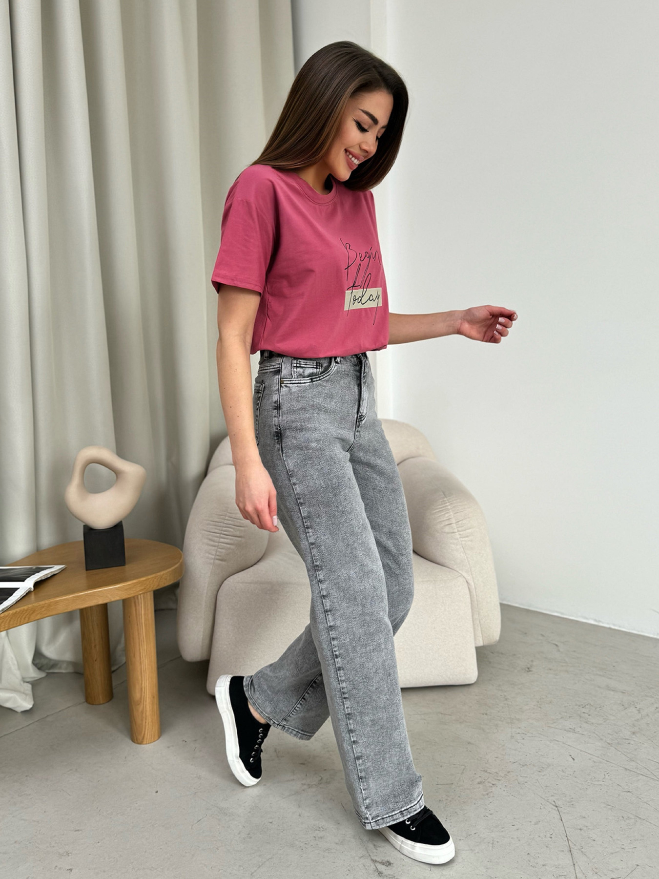 Широкі джинси ISSA Plus модель WN20-540_светло_серый Фото