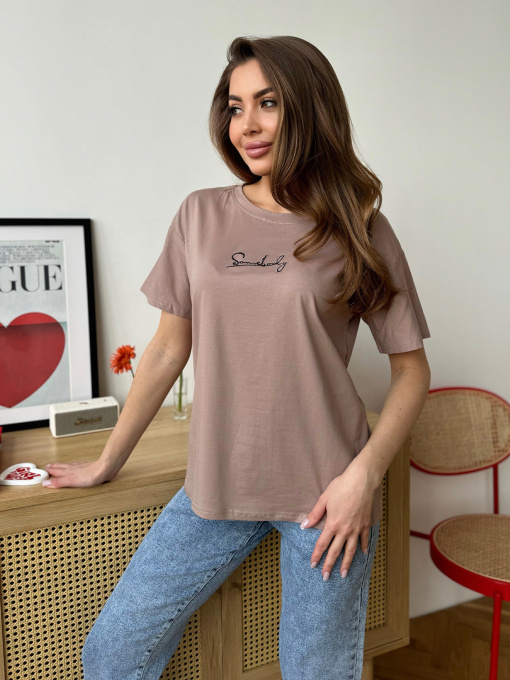 Футболка ISSA Plus модель WN20-603_темно_бежевый Фото