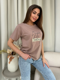 Футболка ISSA Plus модель WN20-604_темно_бежевый Футболка ISSA Plus модель WN20-604_темно_бежевый Фото