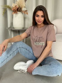 Футболка ISSA Plus модель WN20-604_темно_бежевый Фото