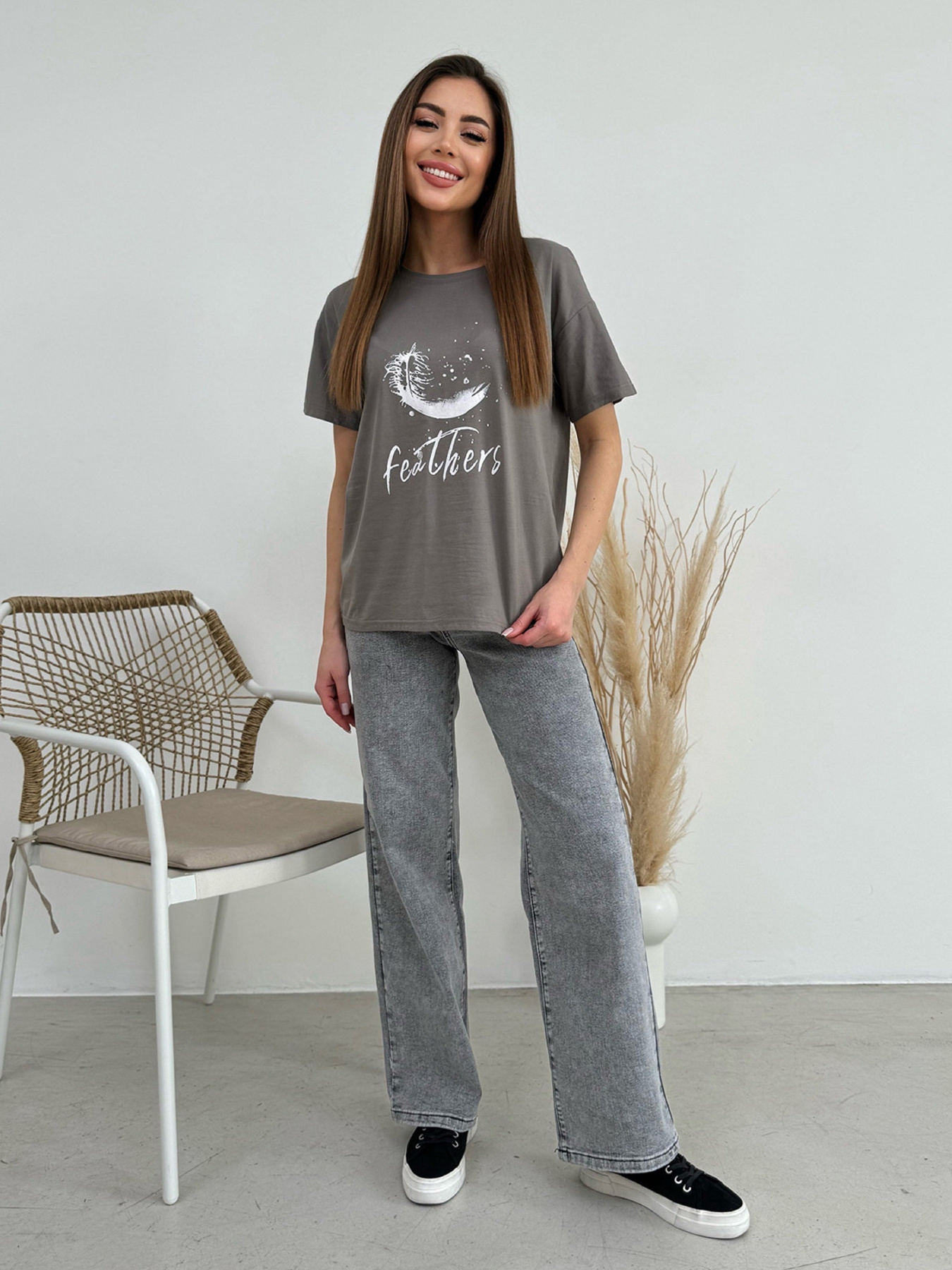 Футболка ISSA Plus модель WN20-606_темно_серый Футболка ISSA Plus модель WN20-606_темно_серый Фото