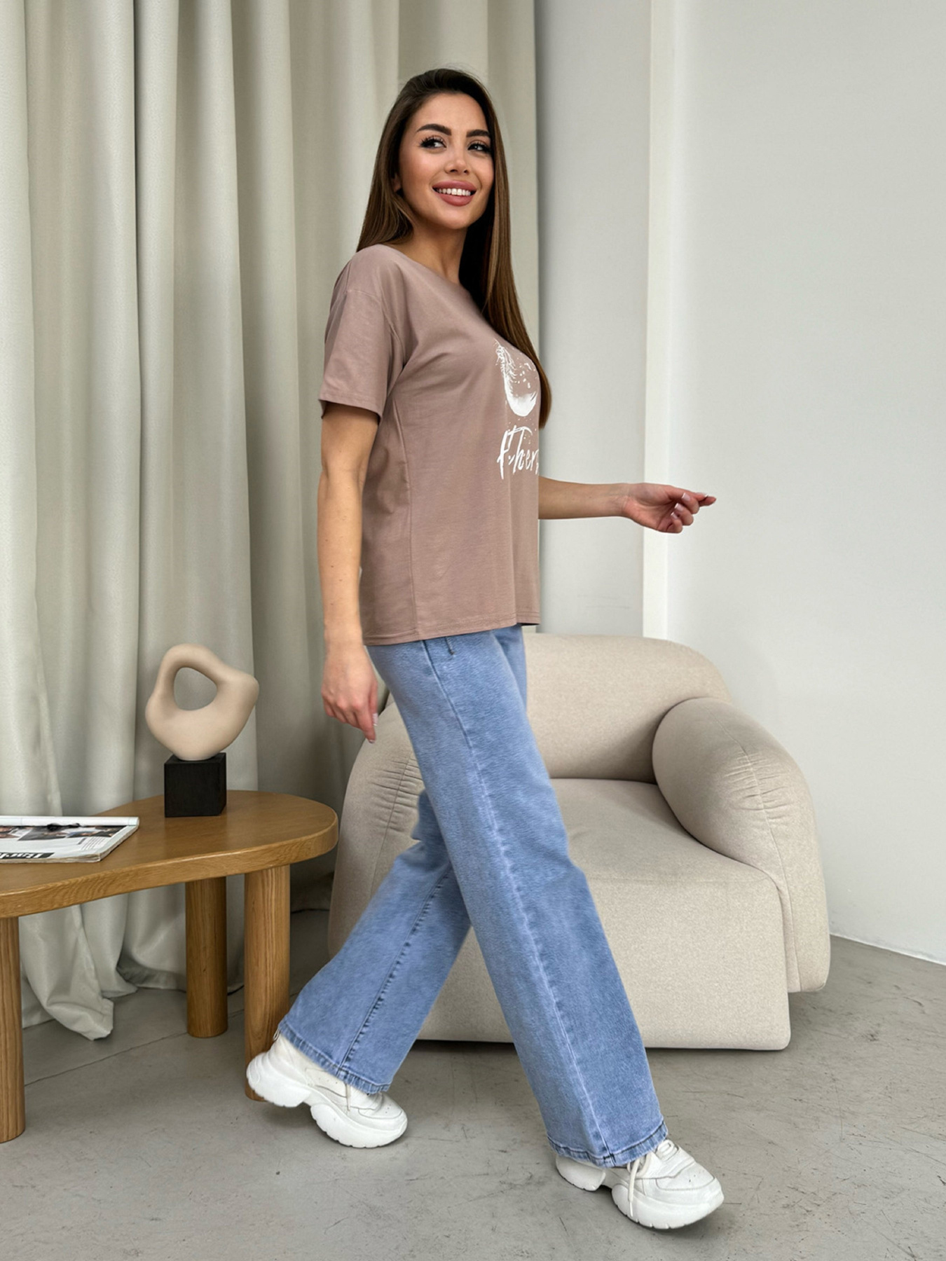 Футболка ISSA Plus модель WN20-606_темно_бежевый Фото