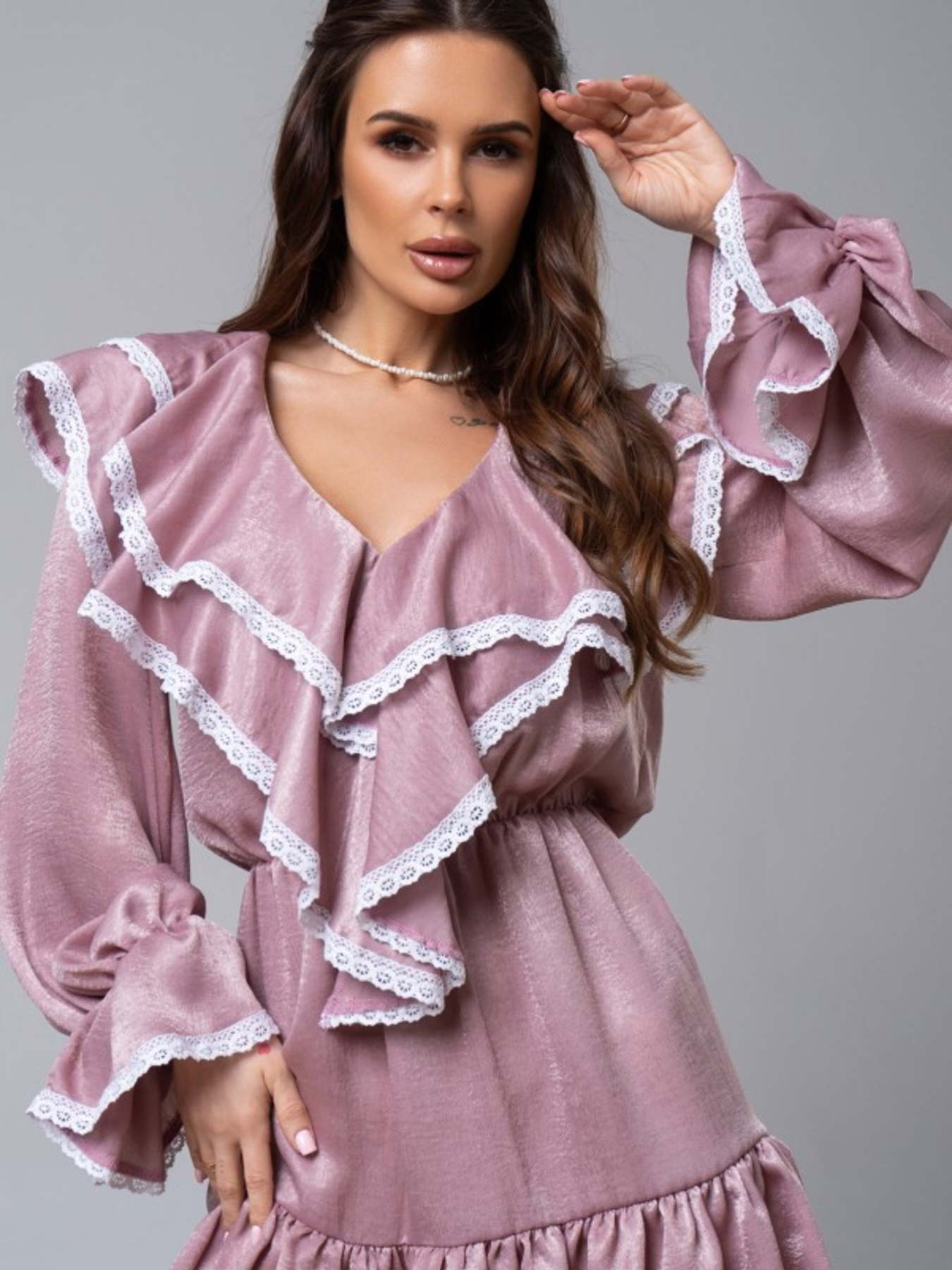 Платье мини ISSA Plus модель 14589_темно_розовый Фото