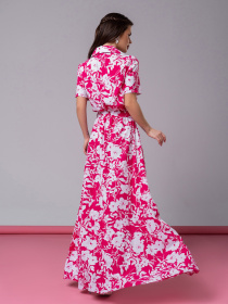 Сукня максі ISSA Plus модель 14596_белый_малиновый Фото