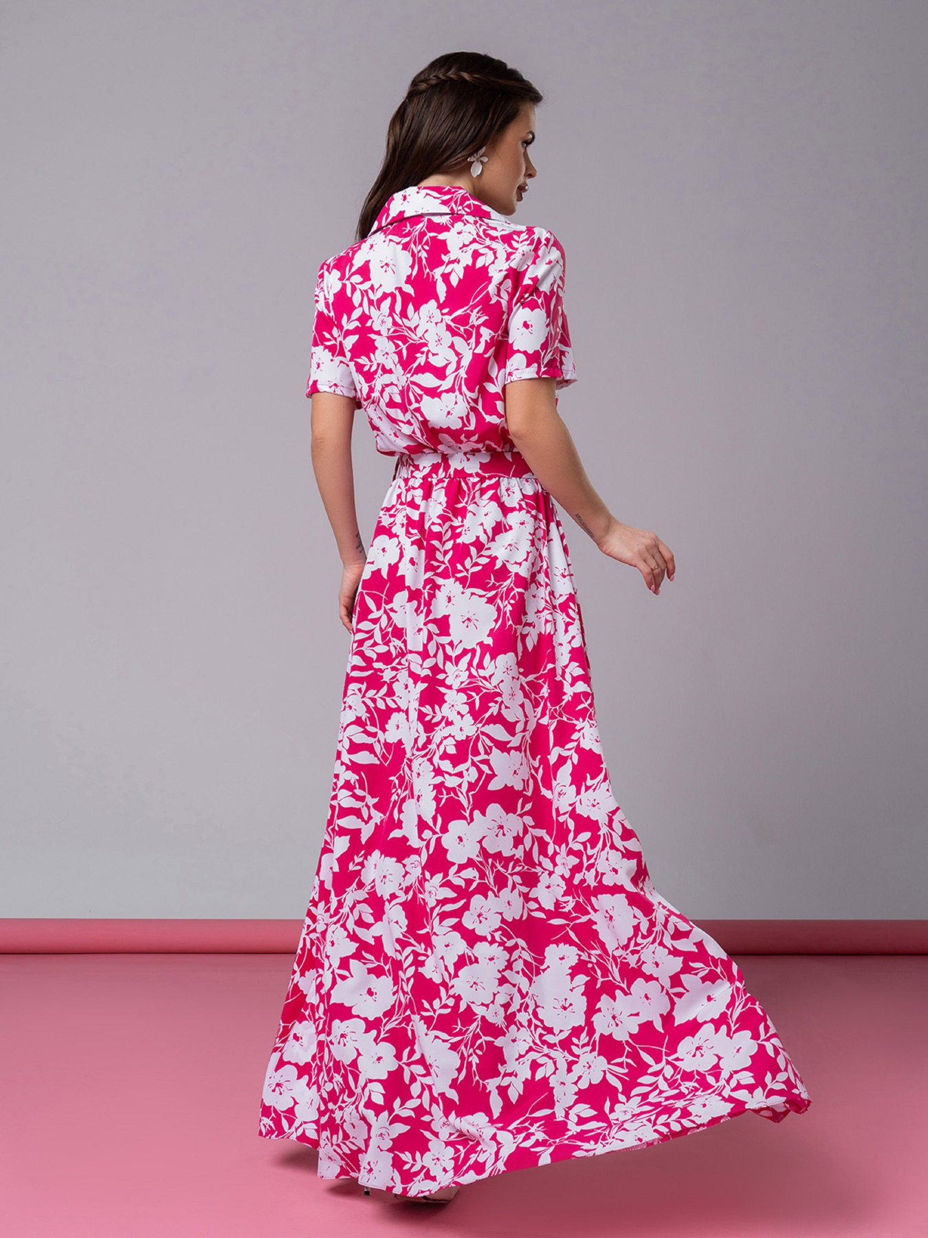 Сукня максі ISSA Plus модель 14596_белый_малиновый Фото