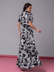 Платье макси ISSA Plus модель 14596_черный_белый Фото