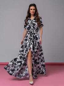 Сукня максі ISSA Plus модель 14596_черный_белый Фото