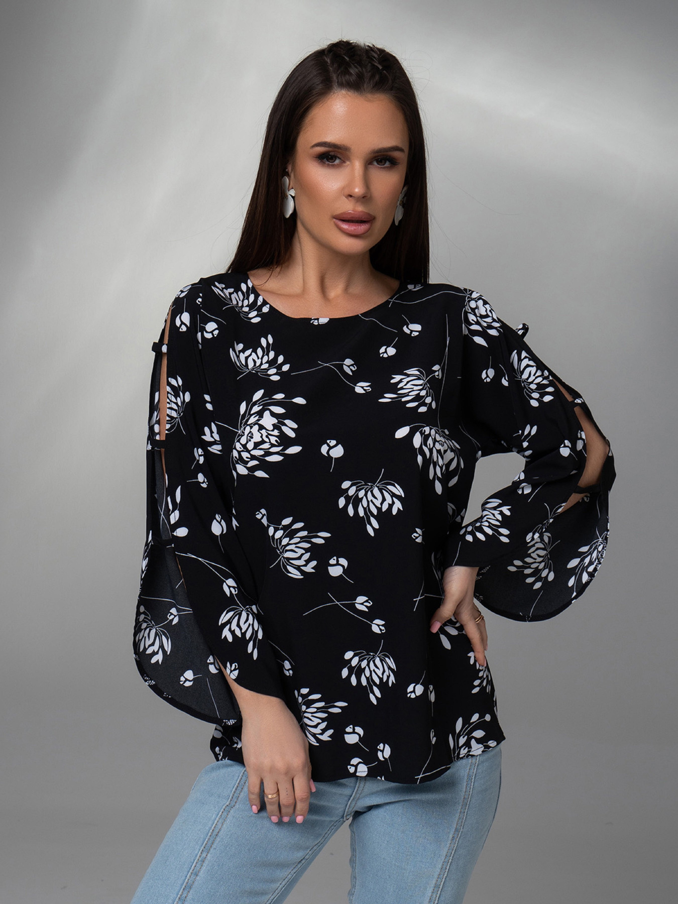 Блуза ISSA Plus модель SA-525_черный Фото