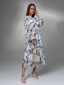 Платье миди ISSA Plus модель 14617_белый_синий Фото