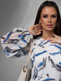 Платье миди ISSA Plus модель 14617_белый_синий Платье миди ISSA Plus модель 14617_белый_синий Фото