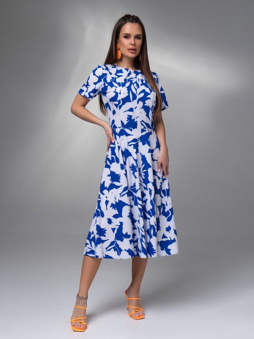 Платье миди ISSA Plus модель 14619_белый_синий Фото