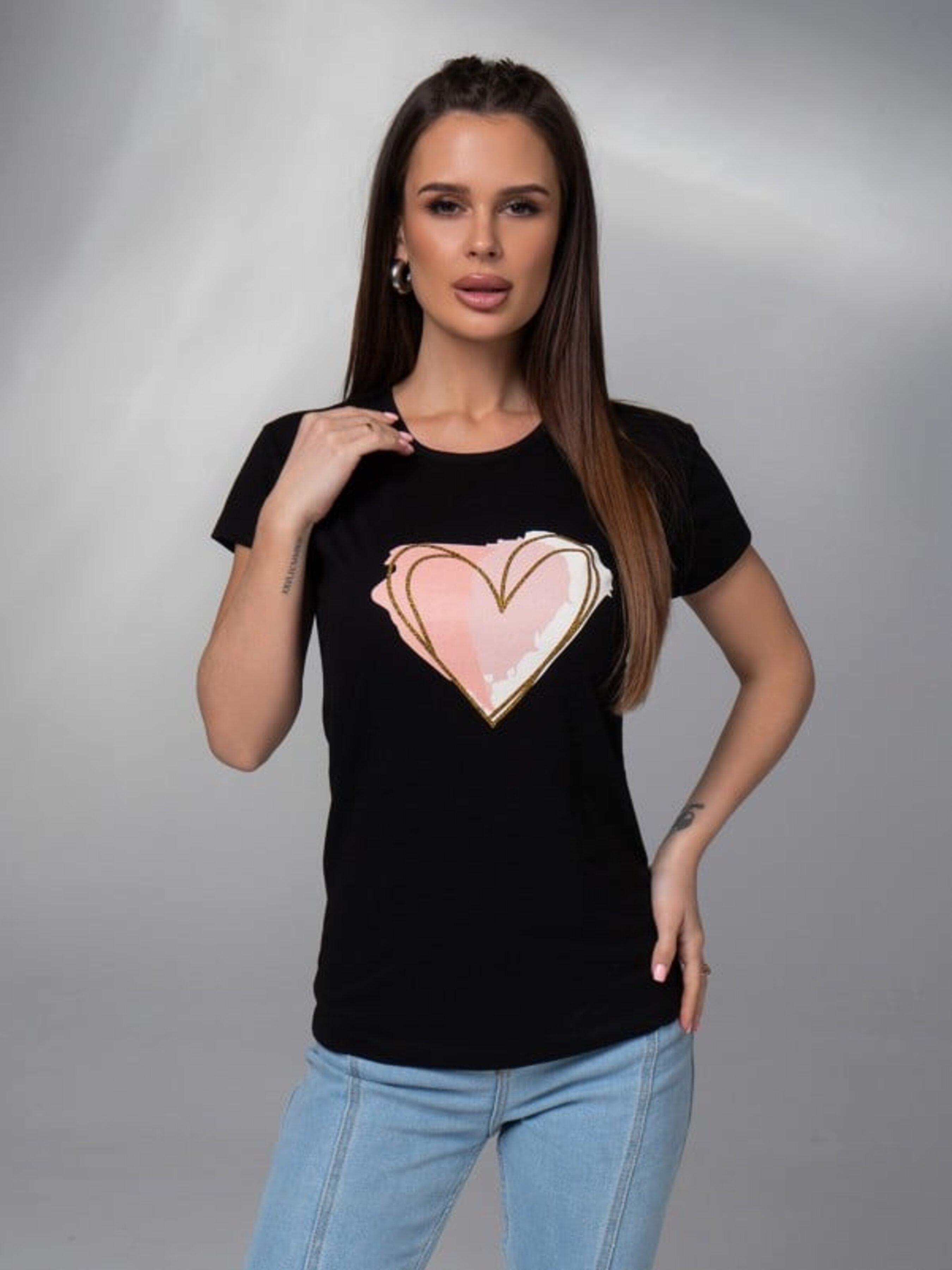 Бавовняна Жіноча Футболка ISSA Plus  (WN20-598_black) колір чорний