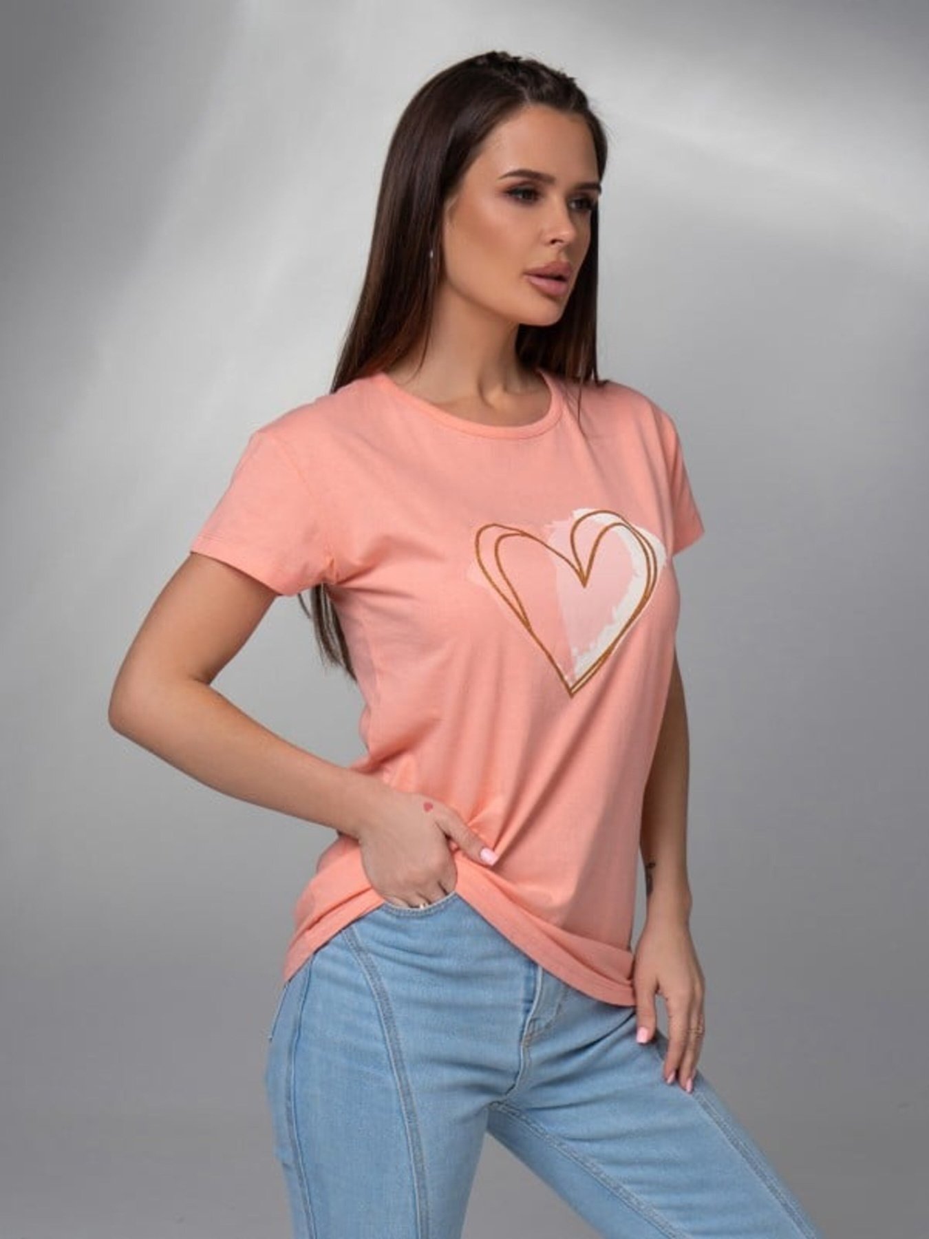 Футболка ISSA Plus модель WN20-598_персиковый Фото