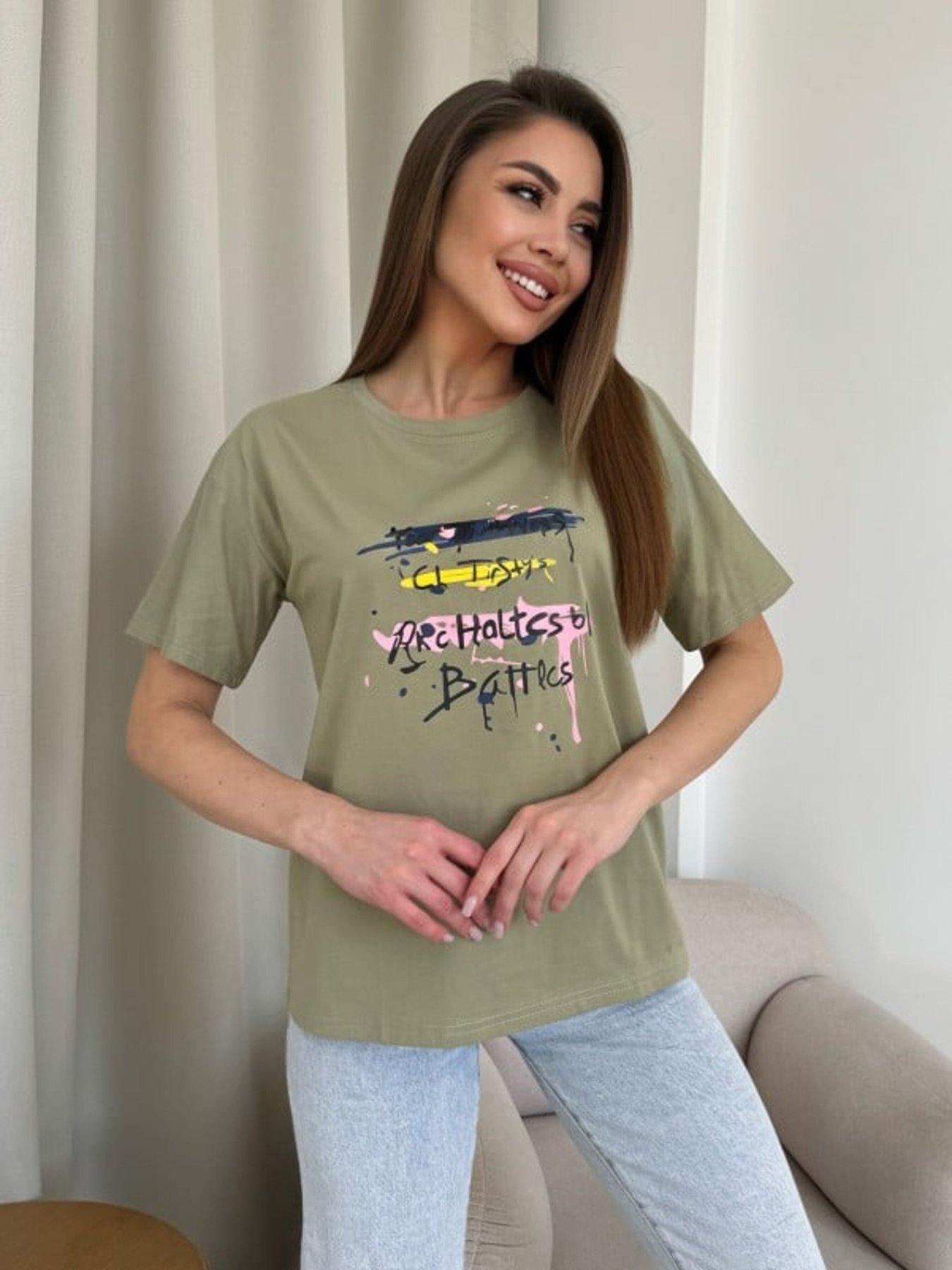 Футболка ISSA Plus модель WN20-617_хаки Фото