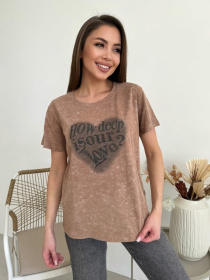 Футболка ISSA Plus модель WN20-619_коричневый Фото