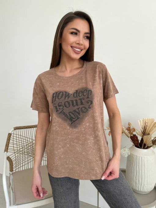 Футболка ISSA Plus модель WN20-619_коричневый Фото