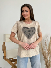 Футболка ISSA Plus модель WN20-619_бежевый Футболка ISSA Plus модель WN20-619_бежевый Фото