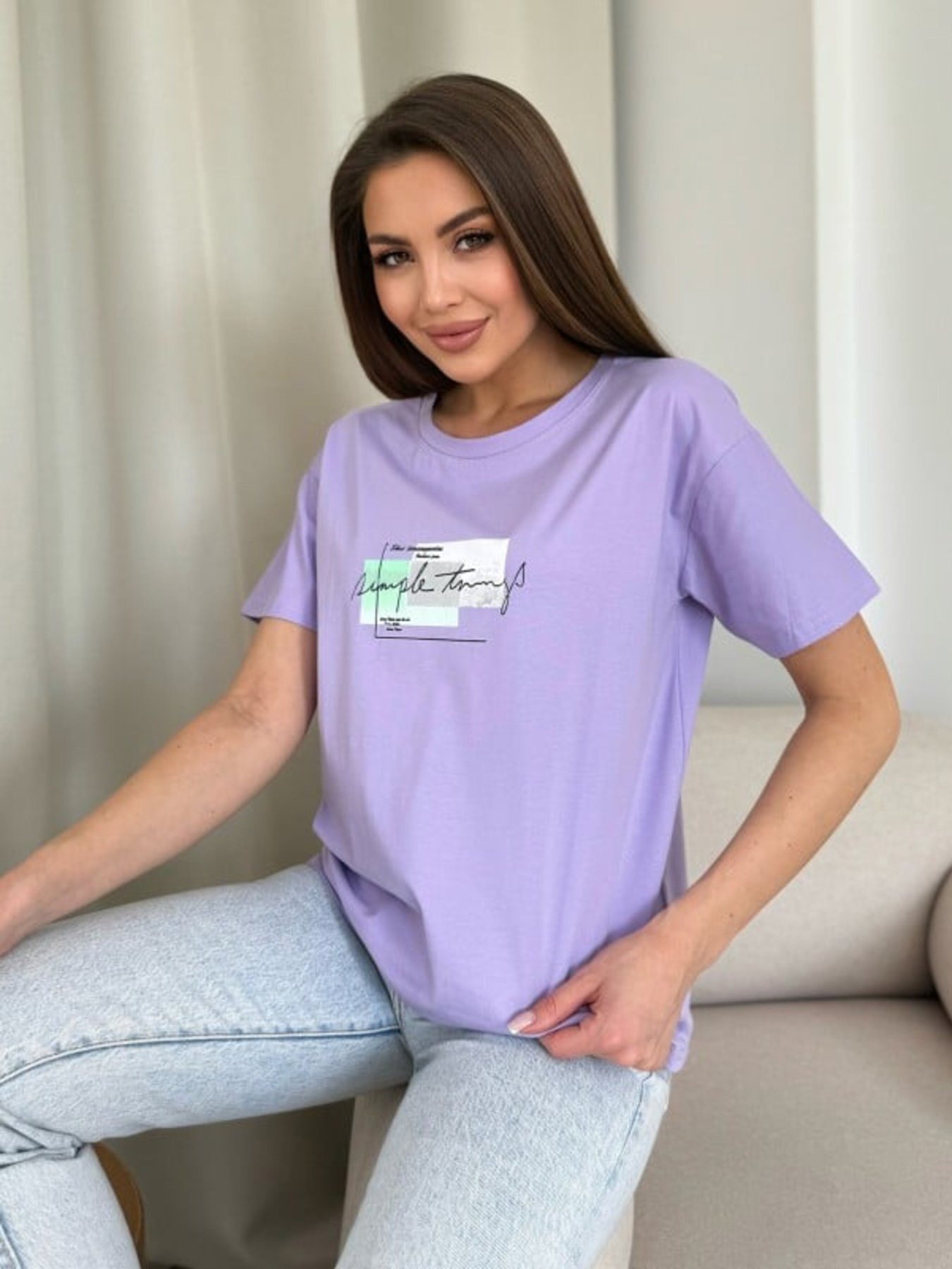 Футболка ISSA Plus модель WN20-621_сиреневый Фото