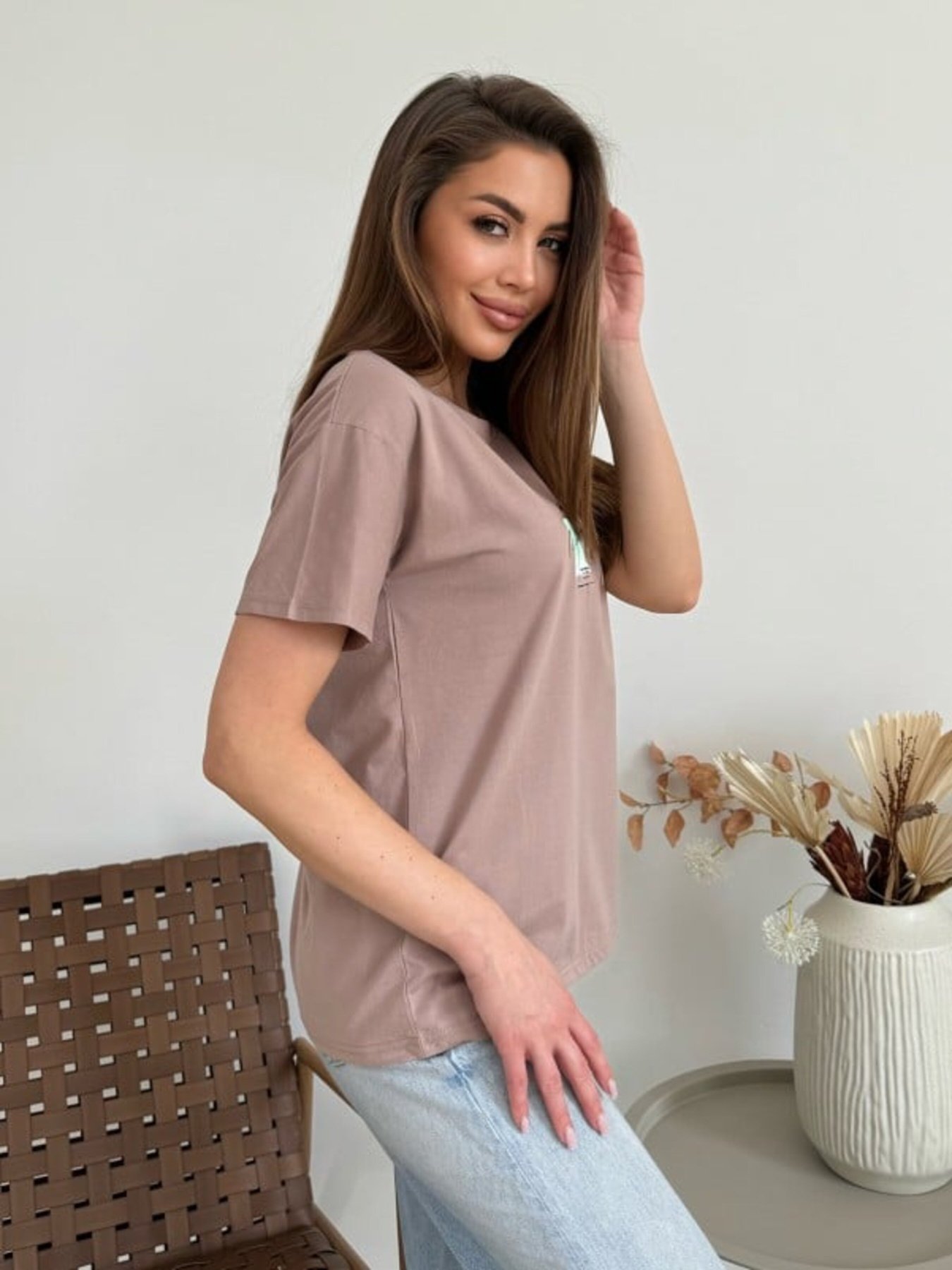 Футболка ISSA Plus модель WN20-621_темно_бежевый Фото