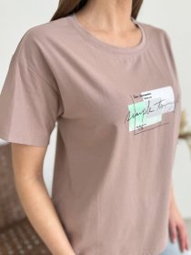 Футболка ISSA Plus модель WN20-621_темно_бежевый Фото