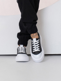 Кеды низкие ISSA Plus модель OB2-457_белый_черный Фото