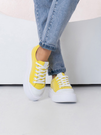 Кеди низькі ISSA Plus модель OB2-457_белый_желтый Фото