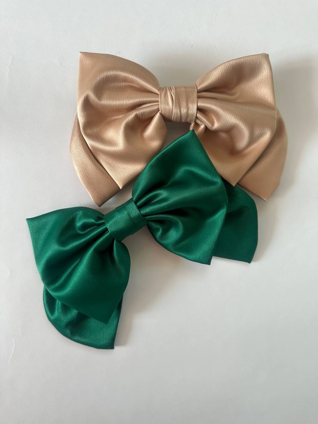 Бежевий великий бант, модний і стильний аксесуар шпилька для волосся MyScarf модель ba_047113 Фото