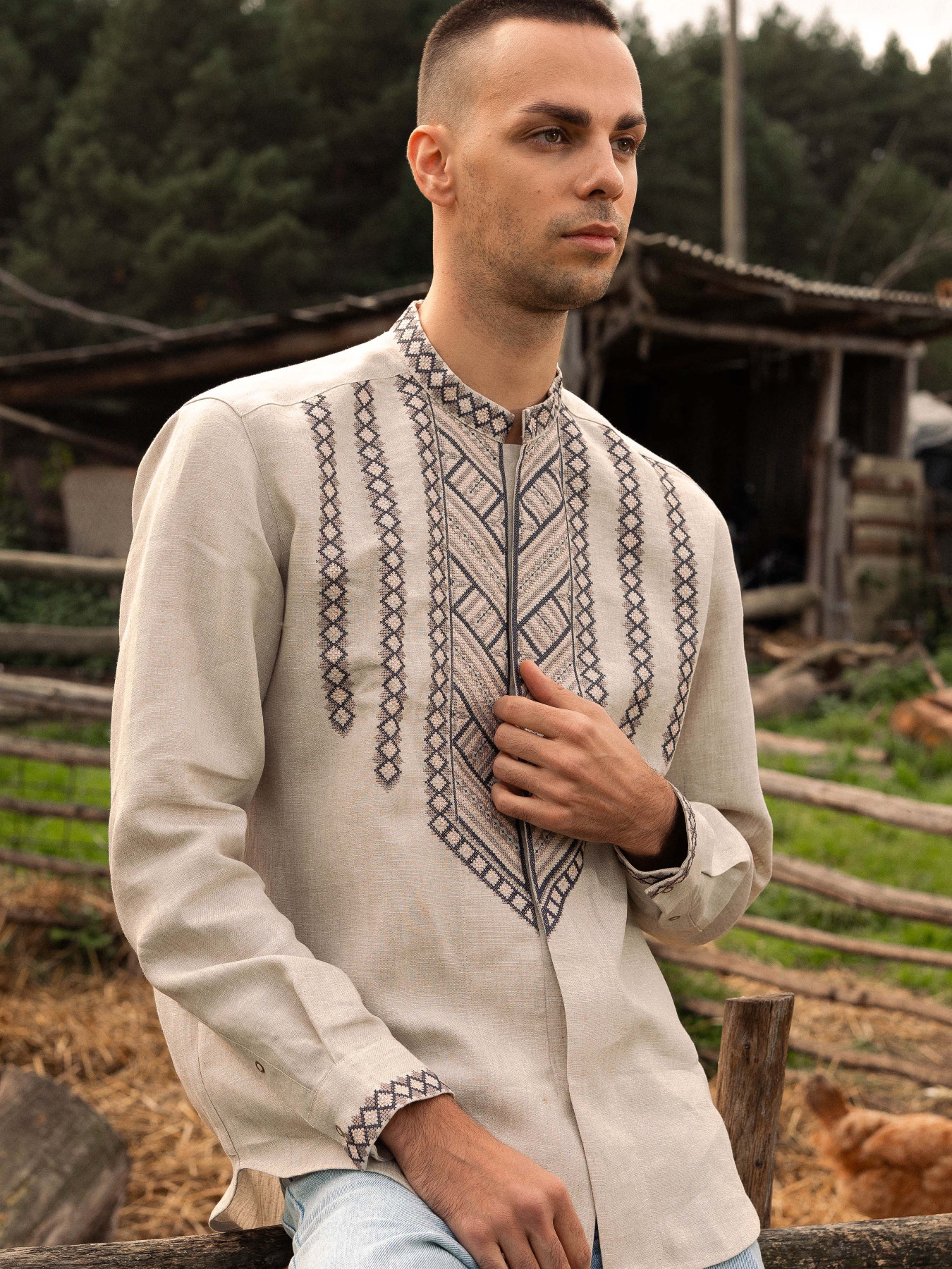 Вышитая рубашка Svarga модель SV-MS00484-1111-10002 Фото