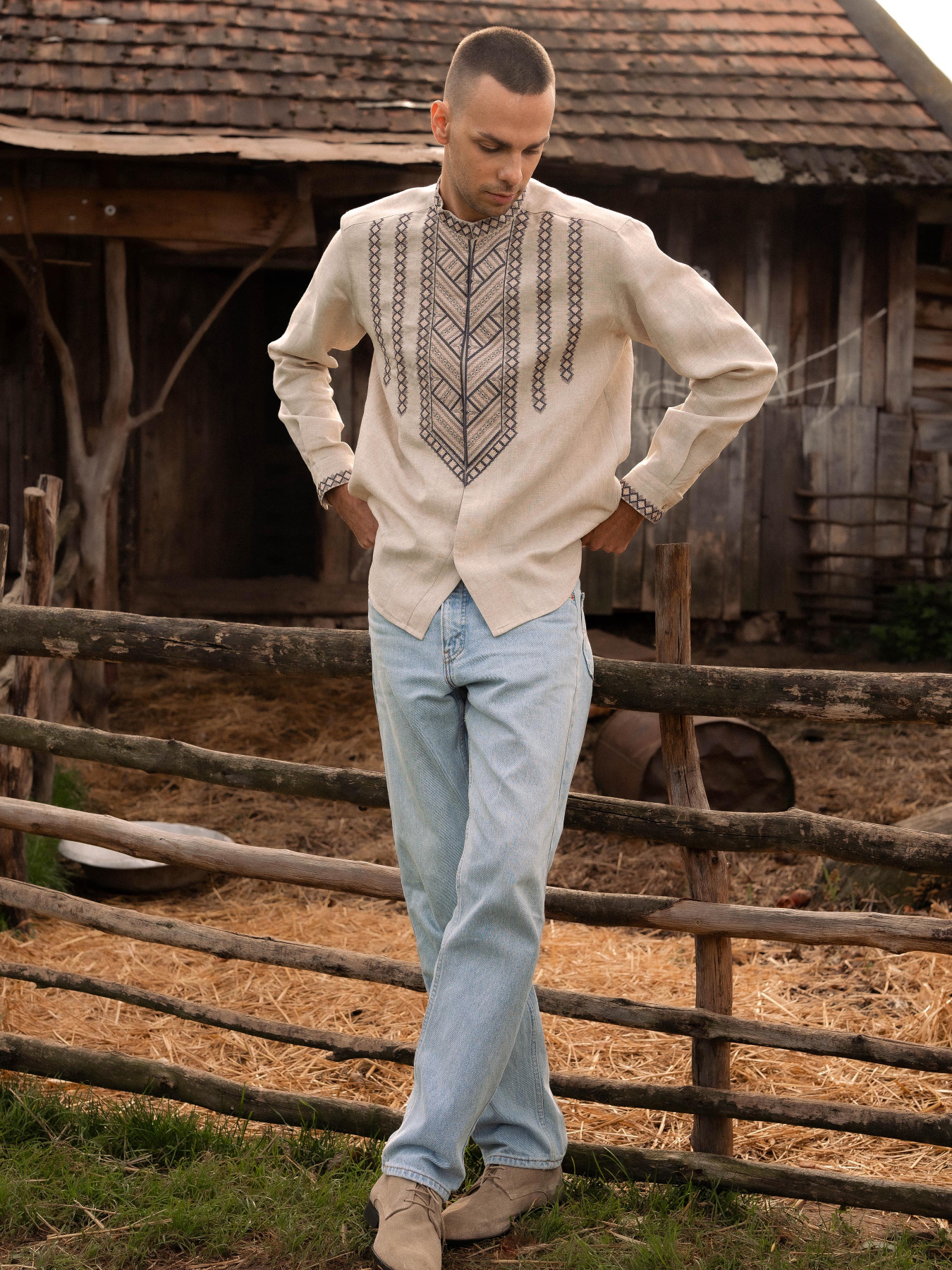 Вышитая рубашка Svarga модель SV-MS00484-1111-10002 Фото