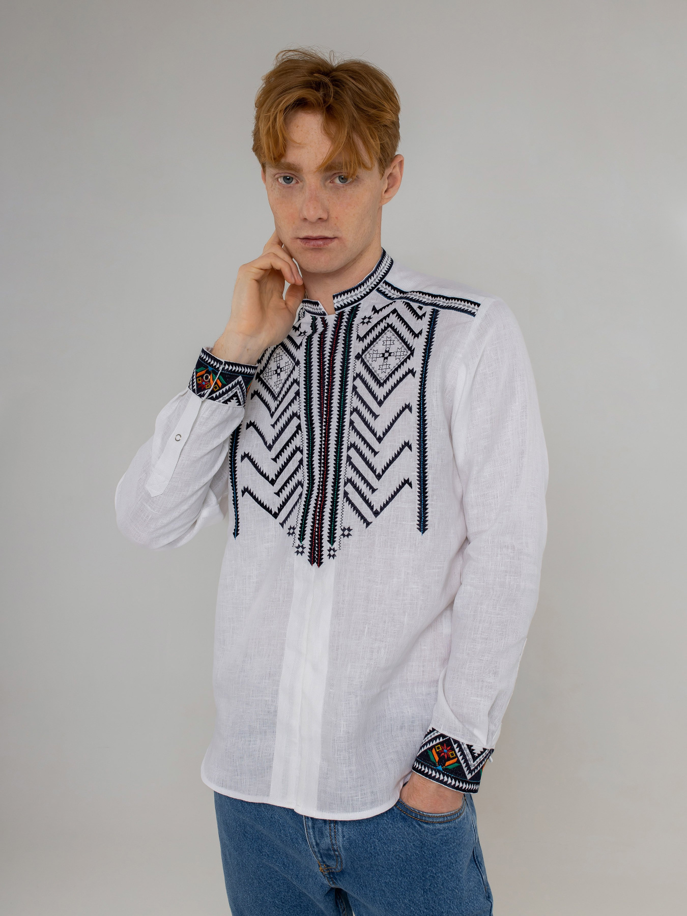 Вышитая рубашка Svarga модель SV-MS00604-1111-10001 Фото