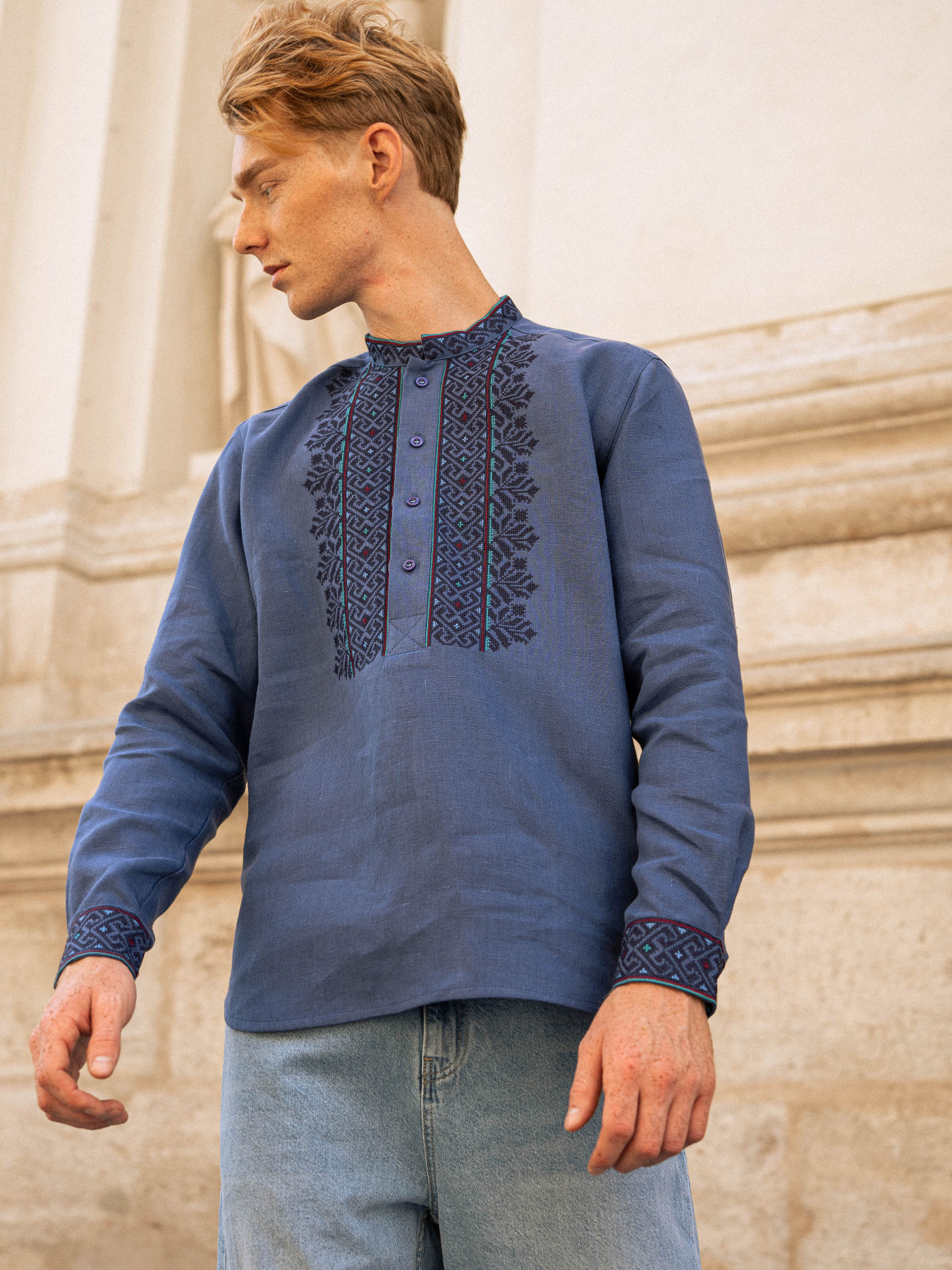 Вышитая рубашка Svarga модель SV-MS00623-1111-10012 Фото