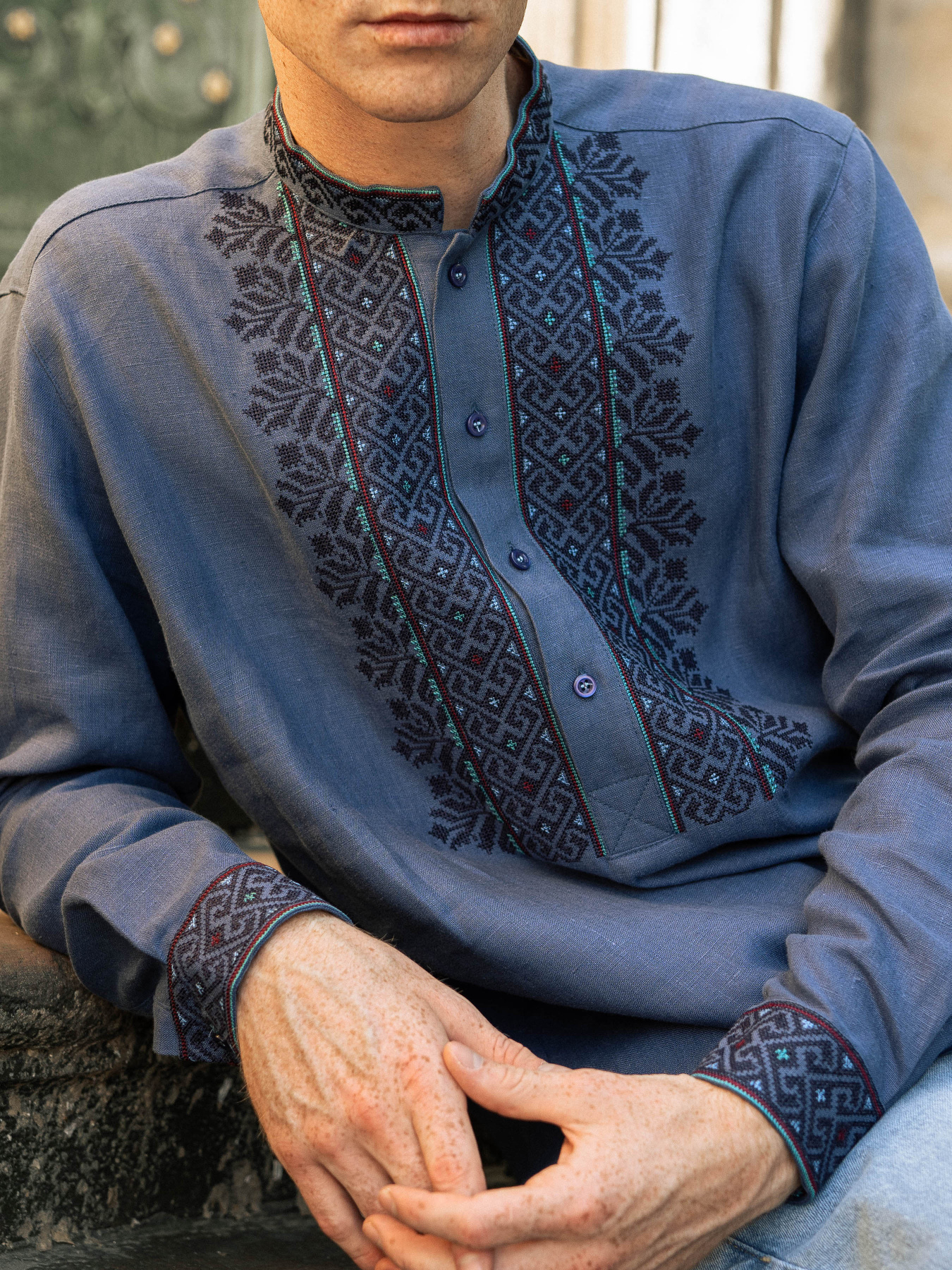 Вышитая рубашка Svarga модель SV-MS00623-1111-10012 Фото