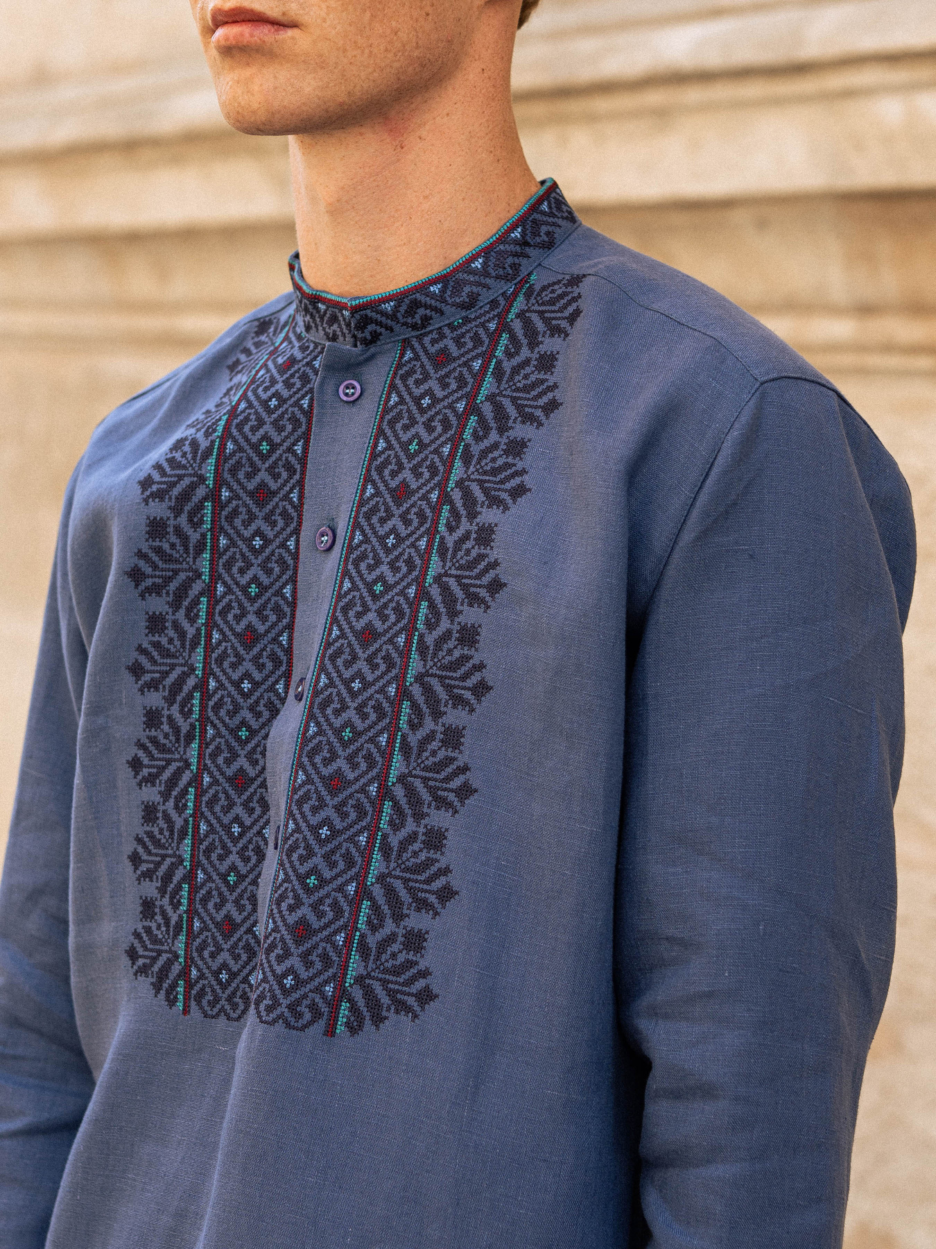 Вышитая рубашка Svarga модель SV-MS00623-1111-10012 Фото