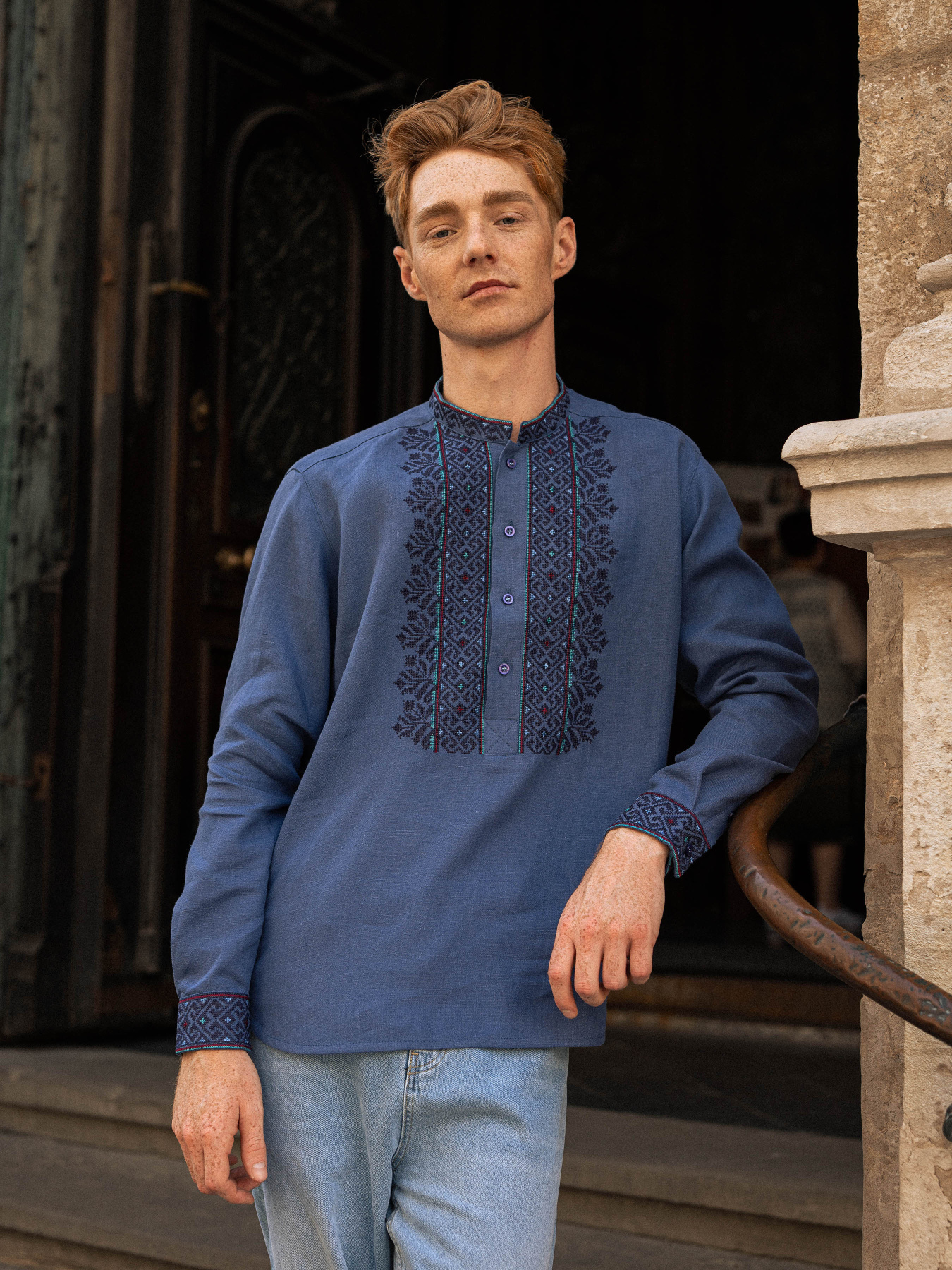 Вышитая рубашка Svarga модель SV-MS00623-1111-10012 Фото