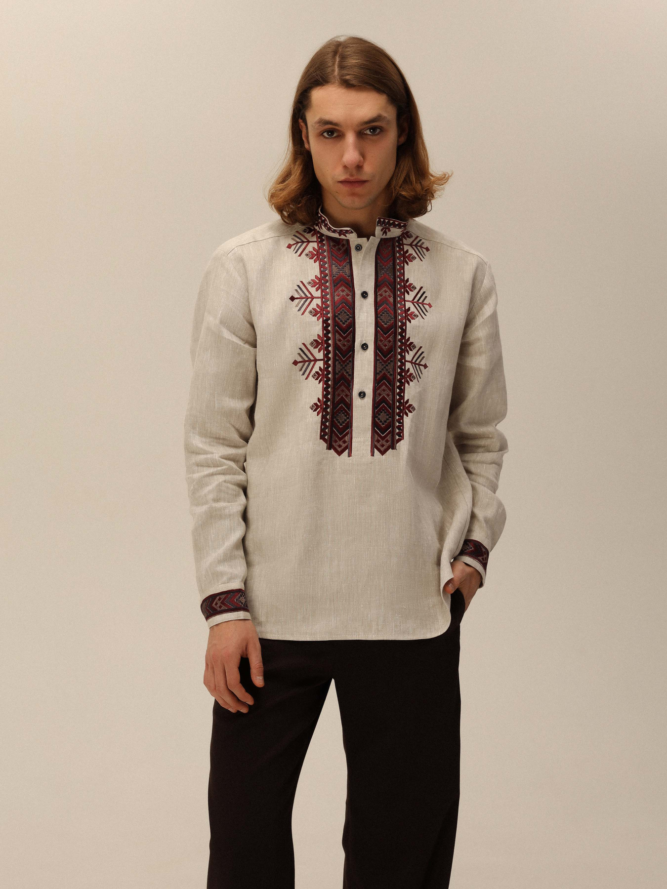 Вышитая рубашка Svarga модель SV-MS00694-1111-10002 Фото