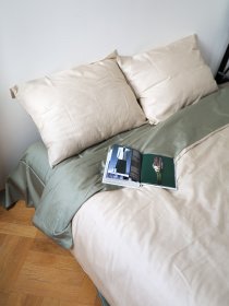 Комплект постельного белья с ткани Сатин Оливково-бежевый цвет BedclozZzes модель 12497 Фото