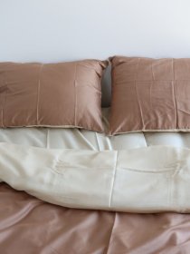 Комплект постельного белья с ткани Сатин Карамельно-бежевый цвет BedclozZzes модель 12558 Фото