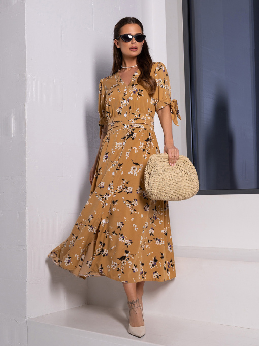 Сукня міді ISSA Plus модель SA-446_бежевый Фото