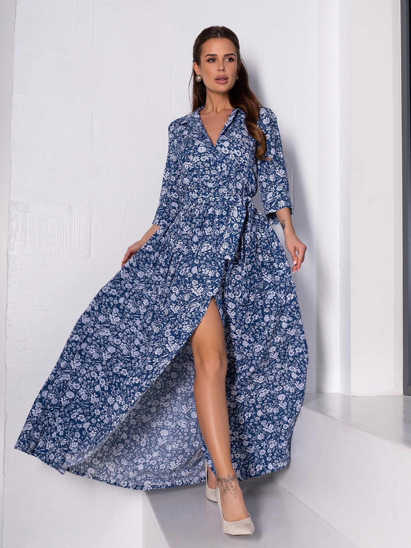 Сукня максі ISSA Plus модель 14634_синий Фото