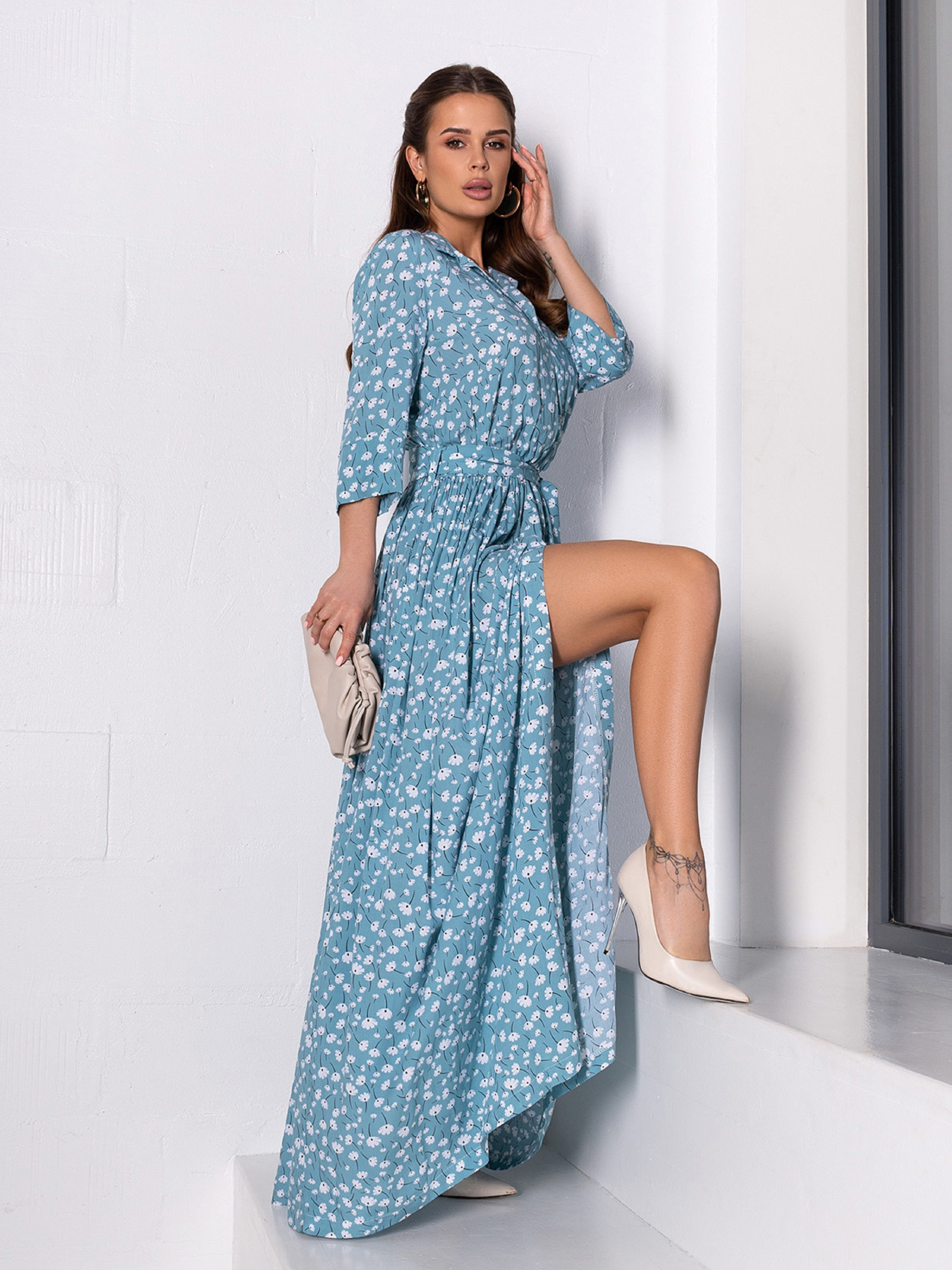 Сукня максі ISSA Plus модель 14635_мультиколор Фото