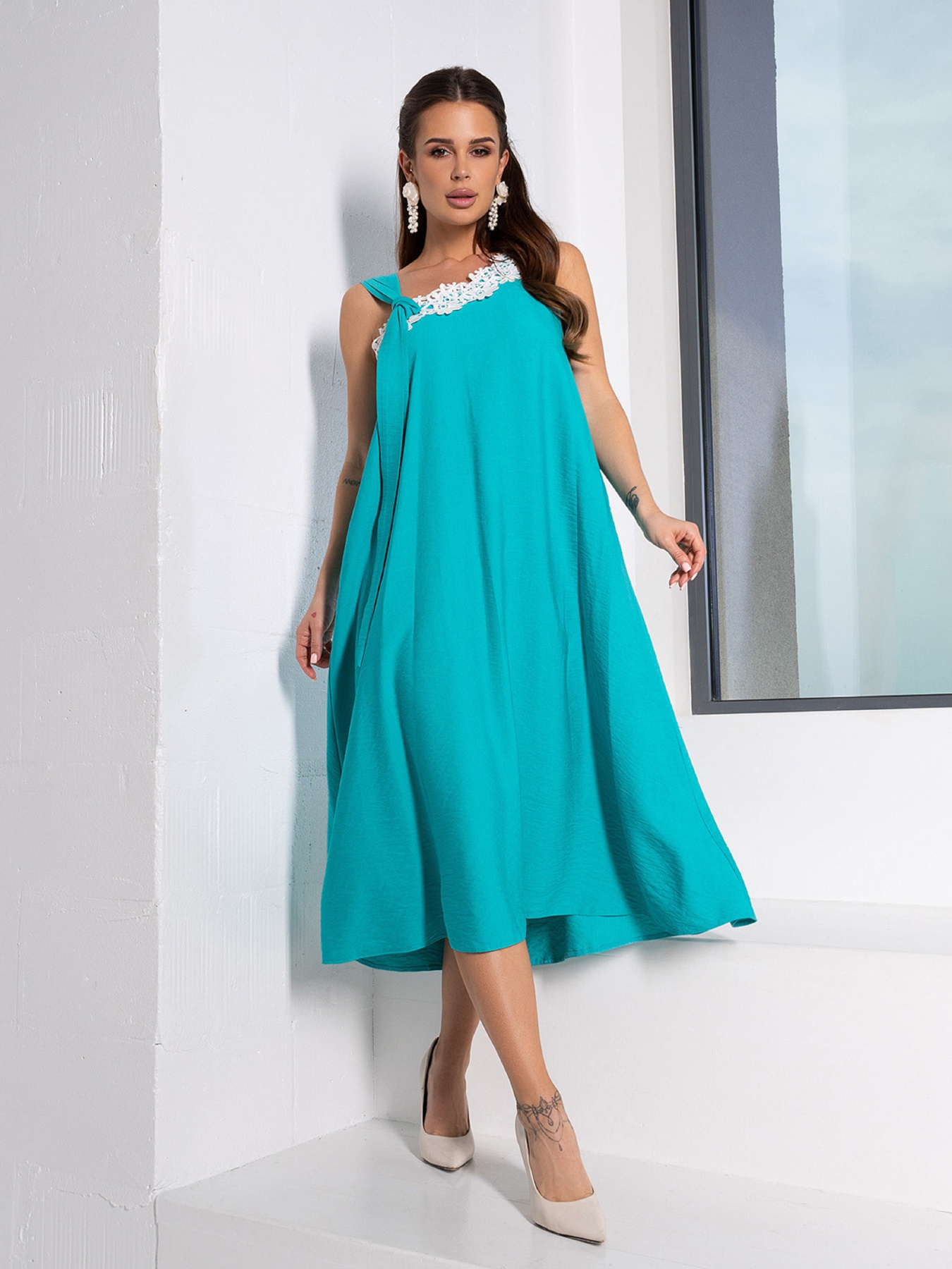 Сарафан ISSA Plus модель 14666_бирюзовый Фото