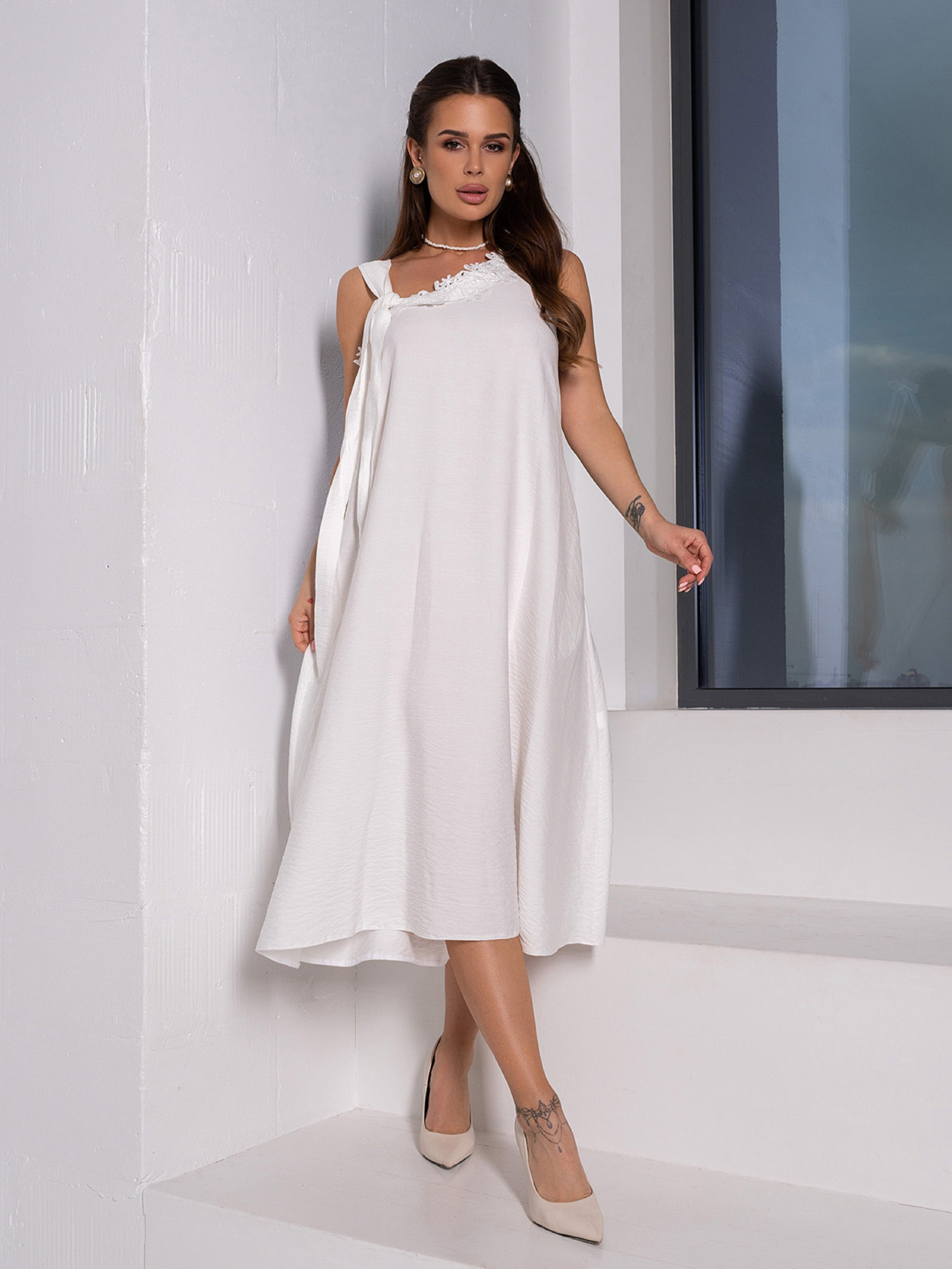 Сарафан ISSA Plus модель 14666_молочный Сарафан ISSA Plus модель 14666_молочный Фото