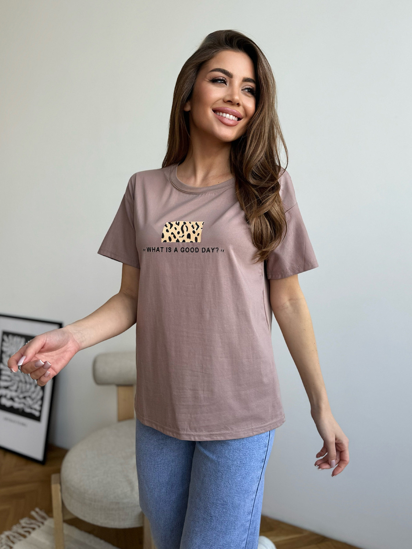 Футболка ISSA Plus модель WN20-605_темно_бежевый Фото