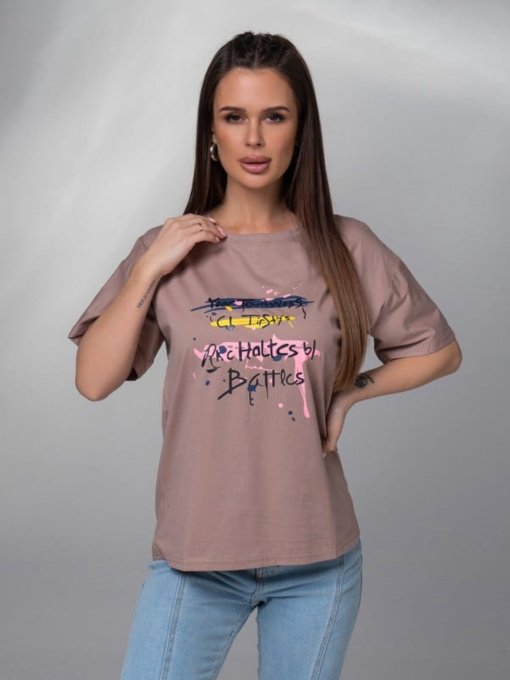 Футболка ISSA Plus модель WN20-617_темно_бежевый Фото