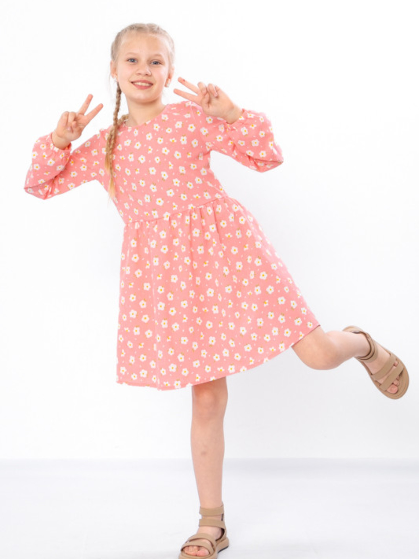 Платье миди Носи своє модель 6305-077-kvtochki-svtlij-koral Фото